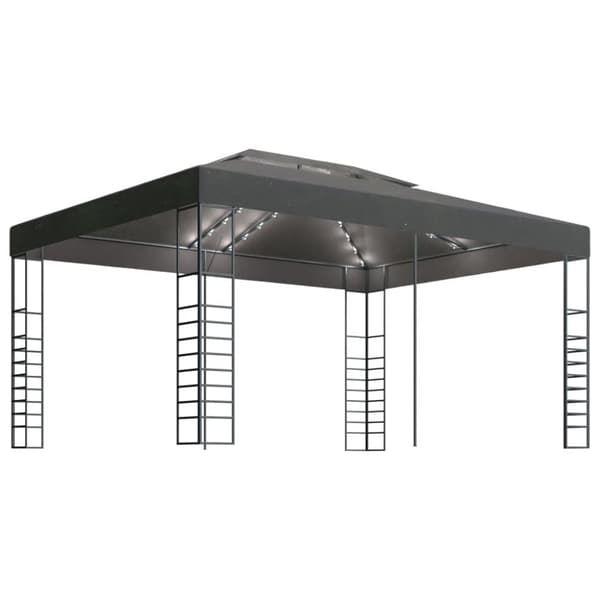 Paviljong med ljusslinga LED 3x4 m antracit
