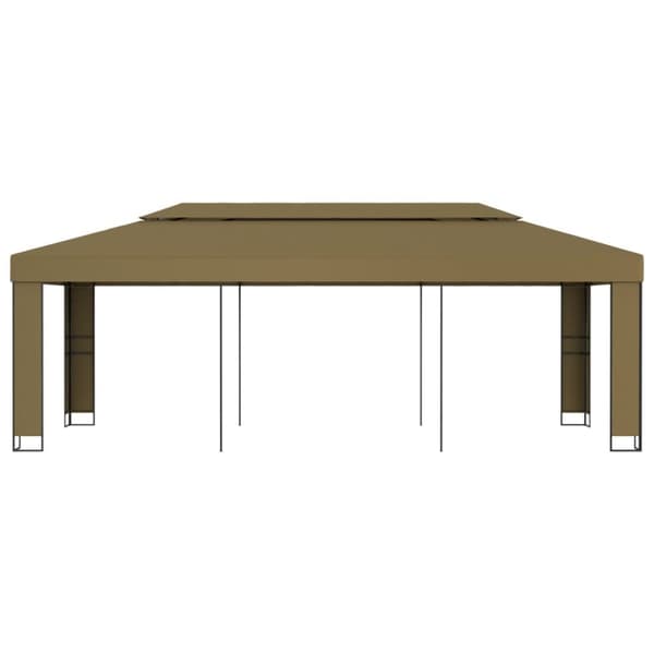 Paviljong dubbla tak 3x6 m taupe 180 g/m²