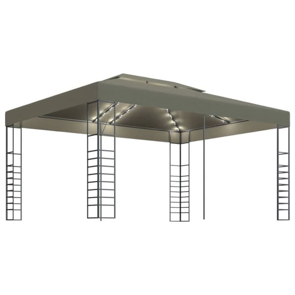 Paviljong med ljusslinga LED 3x4 m taupe