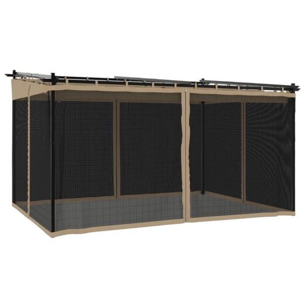 Paviljong med nätväggar taupe 4x3 m stål