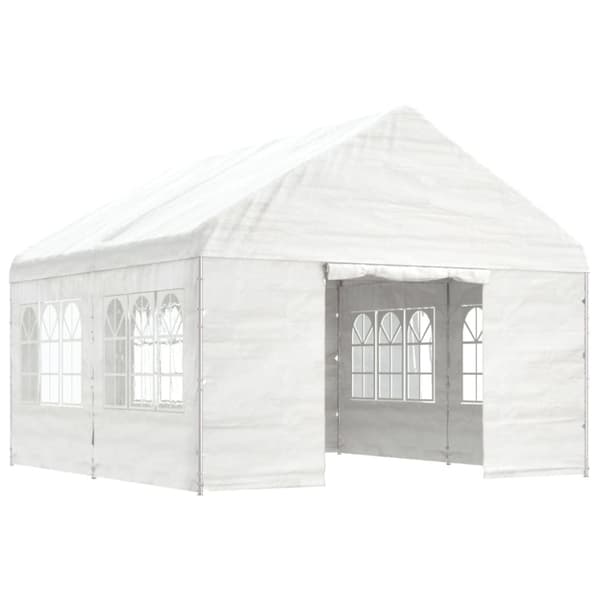 Paviljong med tak vit 4,46x4,08x3,22 m polyeten