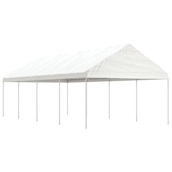 Paviljong med tak vit 8,92x4,08x3,22 m polyeten