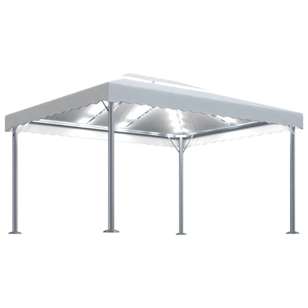 Paviljong med ljusslinga LED 400x300 cm gräddvit aluminium