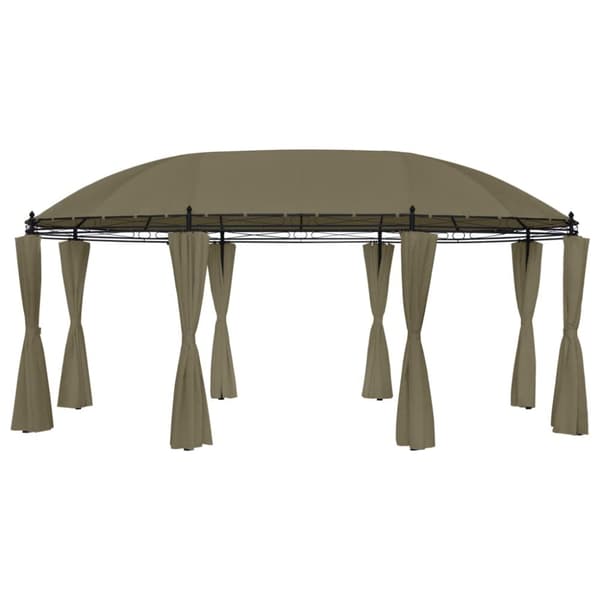 Paviljong med draperier 520x349x255 cm taupe 180 g/m²