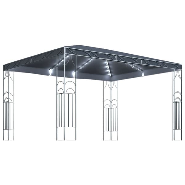 Paviljong med ljusslinga LED 400x300 cm antracit