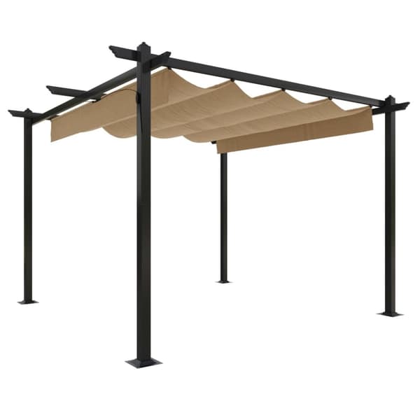Paviljong med infällbart tak 3x3 m taupe