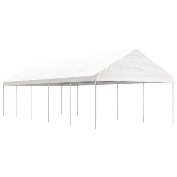 Paviljong med tak vit 11,15x4,08x3,22 m polyeten