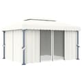 Miniatyrbild 2 av 2: Paviljong med draperi 4x3 m gräddvit aluminium