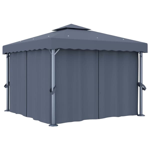 Paviljong med draperi 3x3 m antracit aluminium