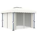 Miniatyrbild 2 av 2: Paviljong med draperi 3x3 m gräddvit aluminium