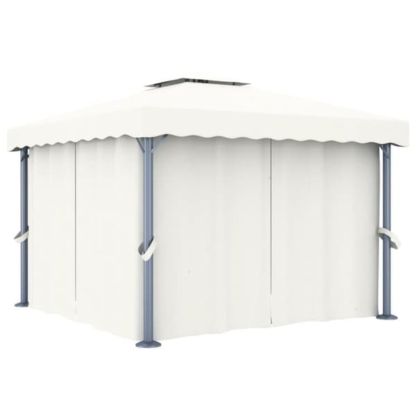 Paviljong med draperi 3x3 m gräddvit aluminium