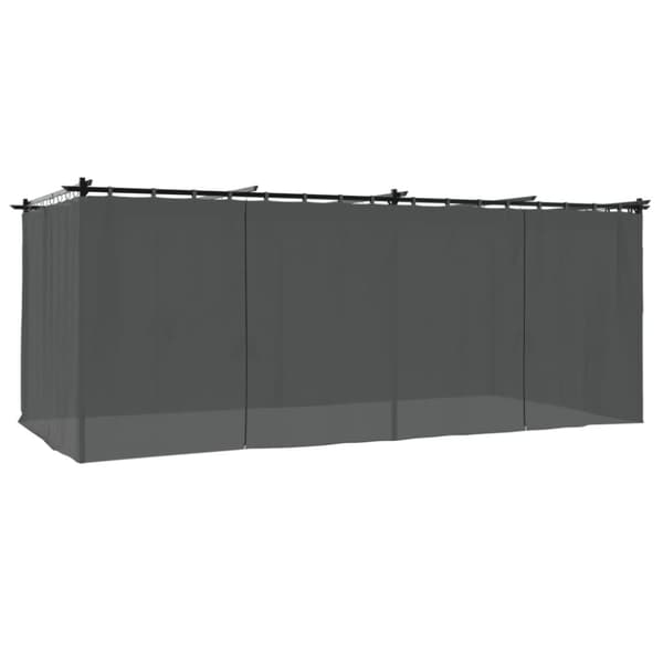 Paviljong med draperi antracit 6x3 m stål