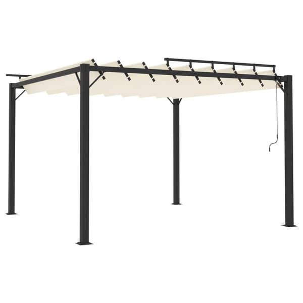 Paviljong med lamelltak 3x3 m gräddvit tyg och aluminium