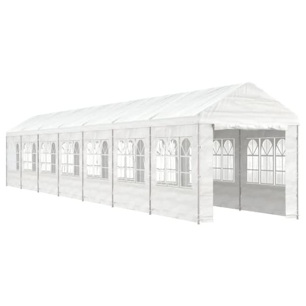 Paviljong med tak vit 15,61x2,28x2,69 m polyeten