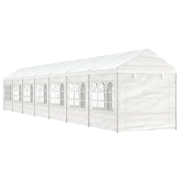 Paviljong med tak vit 15,61x2,28x2,69 m polyeten
