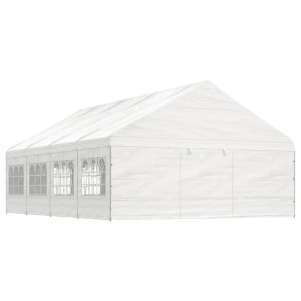 Paviljong med tak vit 8,92x5,88x3,75 m polyeten