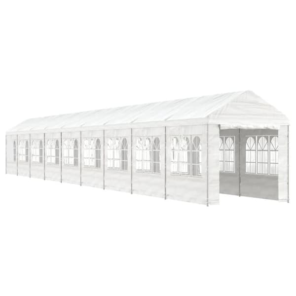 Paviljong med tak vit 20,07x2,28x2,69 m polyeten