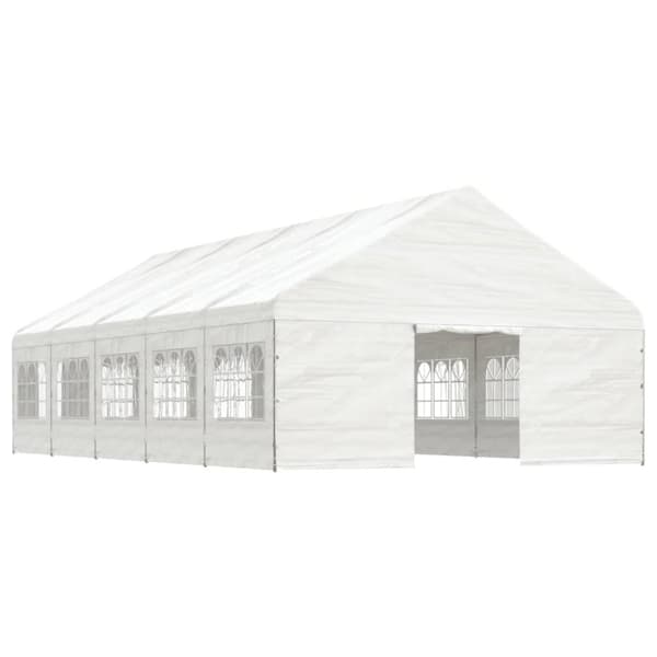 Paviljong med tak vit 11,15x5,88x3,75 m polyeten