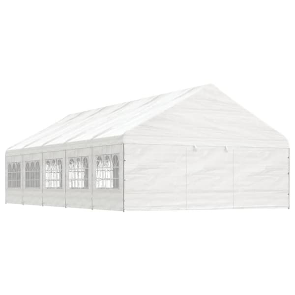Paviljong med tak vit 11,15x5,88x3,75 m polyeten