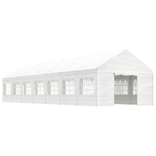 Paviljong med tak vit 15,61x4,08x3,22 m polyeten