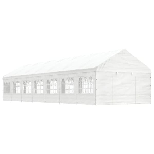 Paviljong med tak vit 15,61x4,08x3,22 m polyeten