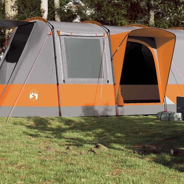 Campingtält tunnel 4 personer grå och orange vattentätt