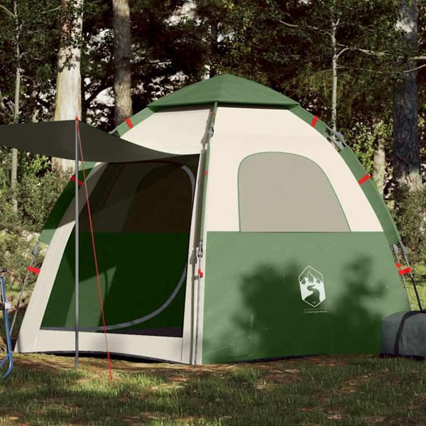 Campingtält 4 personer grön snabbrest