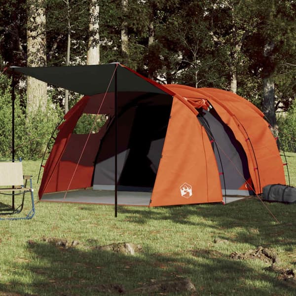 Campingtält tunnel 4 personer grå och orange vattentätt