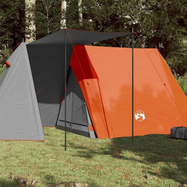 Campingtält 3 personer grå och orange vattentätt