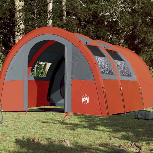 Campingtält tunnel 4 personer grå och orange vattentätt