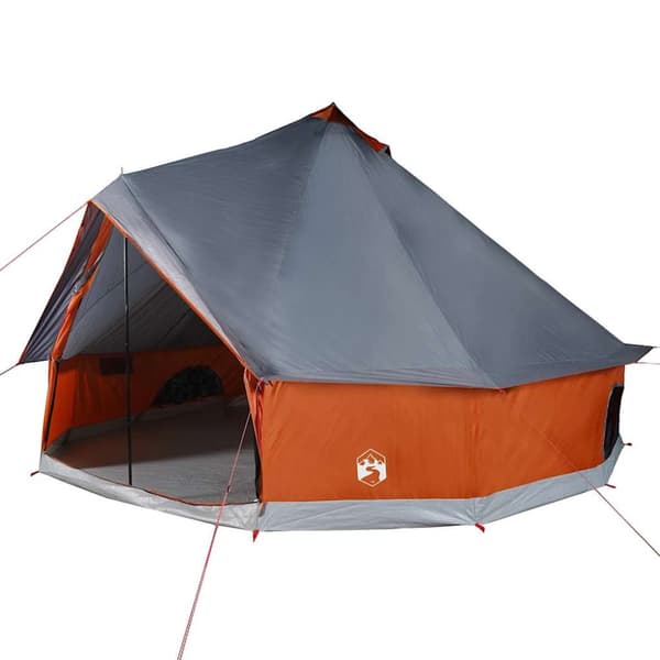 Familjetält tipi 12 person grå och orange vattentätt