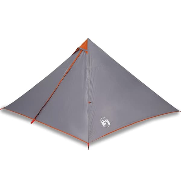 Familjetält tipi 7 person grå och orange vattentätt