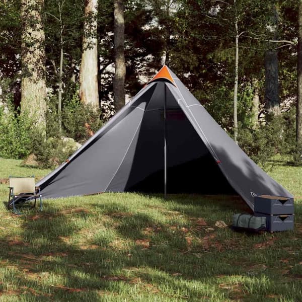 Familjetält tipi 7 person grå och orange vattentätt