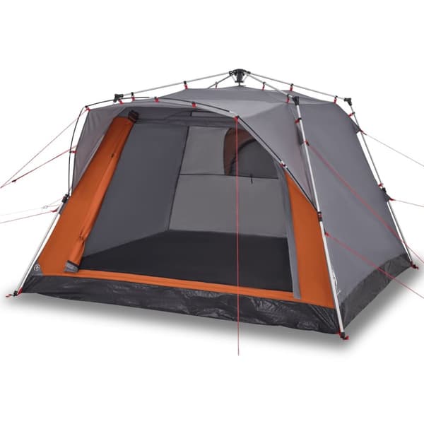 Campingtält 4 personer grå och orange snabbrest