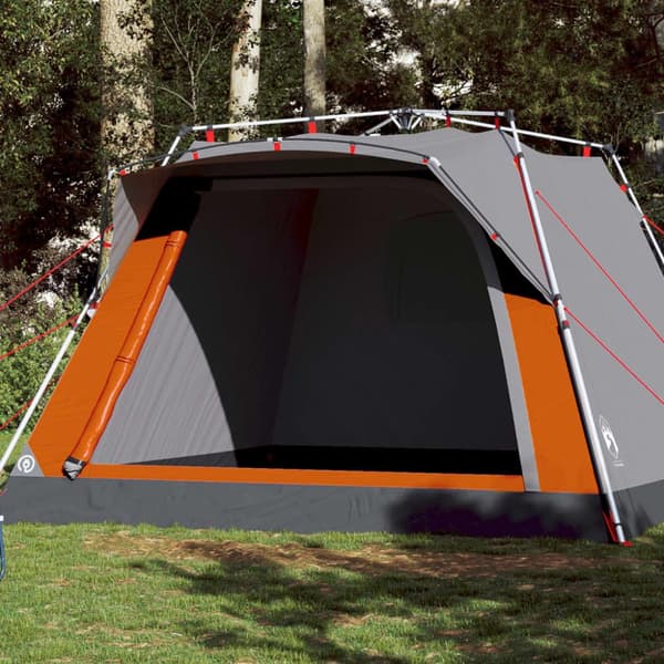 Campingtält 4 personer grå och orange snabbrest
