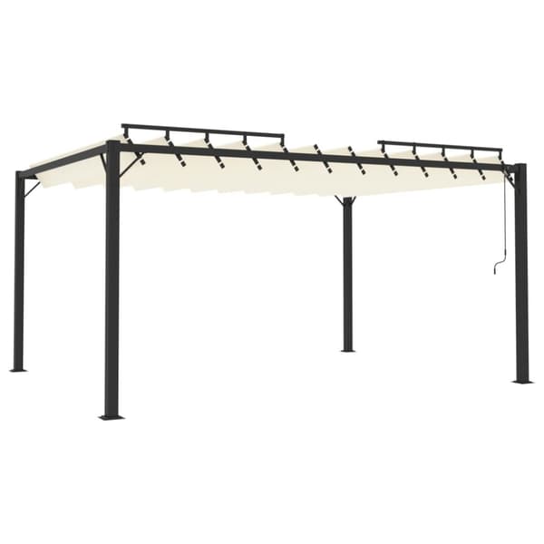 Paviljong med lamelltak 3x4 m gräddvit tyg och aluminium