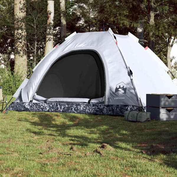 Campingtält 5 personer vit mörkläggningstyg snabbrest