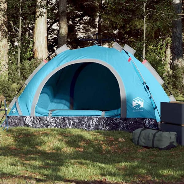Campingtält 2 personer blå snabbrest