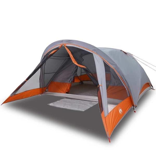 Campingtält 4 personer grå och orange vattentätt