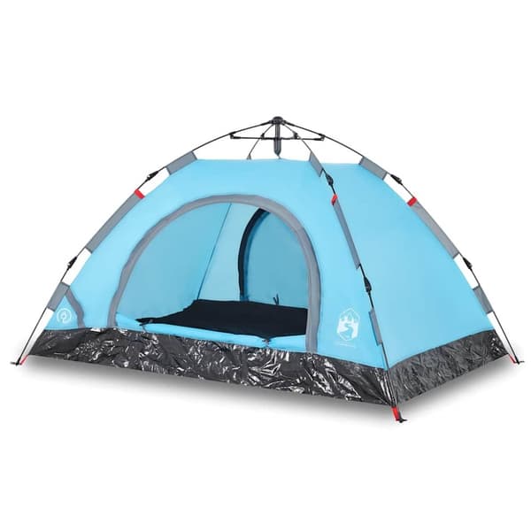 Campingtält 4 personer blå snabbrest