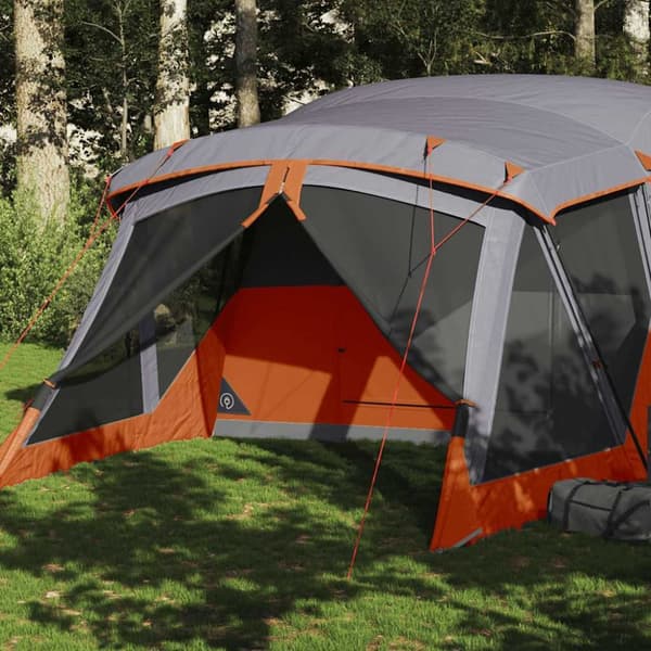 Campingtält med veranda 4 personer orange vattentätt