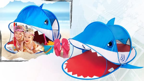 BØRNETELT SELVUDTRÆKKENDE HUS SHARK