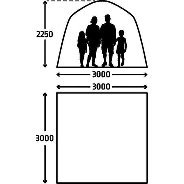 Oppusteligt overdækning - KAMPA - AIR Shleter 300 - 3 x 3 m - Grå og sort