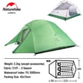 Miniatyrbild 2 av 2: Campingtält, lättviktsdesign, vattentätt för alla säsonger,3 Person 210T Grön
