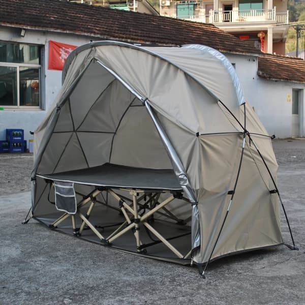 Utomhus Campingtält, Ett Sovrum, Vattentåligt, Glasfiberstänger,Mörk khaki