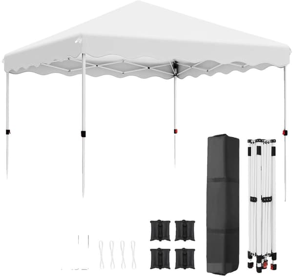 3x3M Gazebo Telt, Vandtæt Kappe, Justerbare Højdeindstillinger,Hvid 3x3 m
