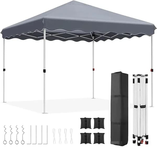 3x3m Pop-Up Gazebo, Justerbar Højde, Holdbar Aluminiumlegering Ramme,Sort 3x3 m