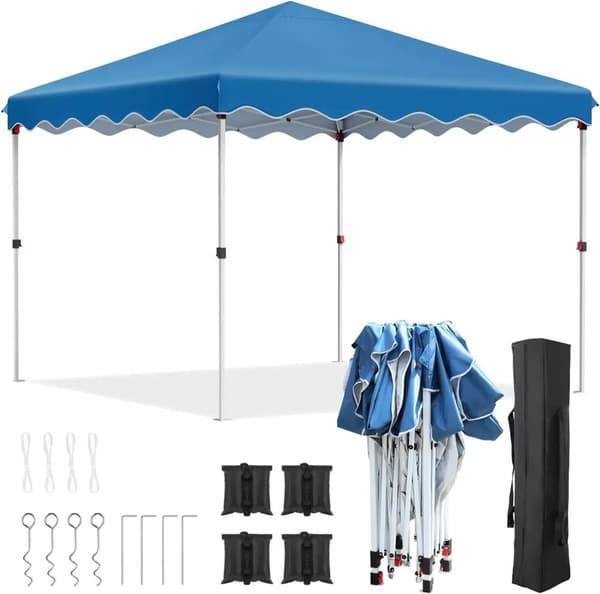 3x3m Pop-Up Gazebo, Justerbar Højde, Holdbar Aluminiumlegering Ramme,Blå 3x3 m