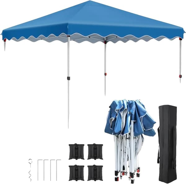 3x3m Pop-Up Gazebo, Justerbar Højde, Holdbar Aluminiumlegering Ramme,Blå 3x3 m
