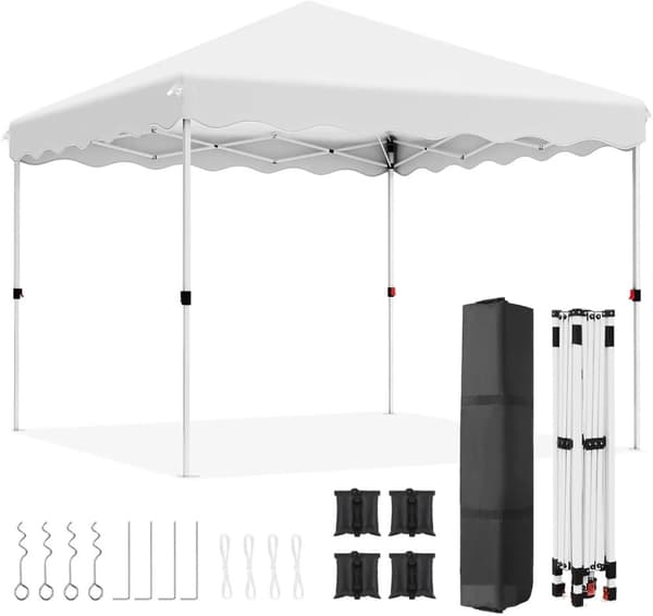 3x3m Pop-Up Gazebo, Justerbar Højde, Holdbar Aluminiumlegering Ramme,Hvid 3x3 m